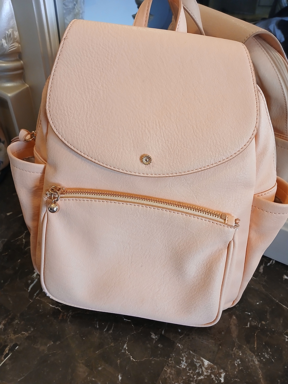 LC Lauren Conrad Peach Faux Leather Mini Backpack - Picture 5 of 16